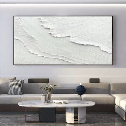 Modern White Textured Oil Painting for Minimalist Home Decor