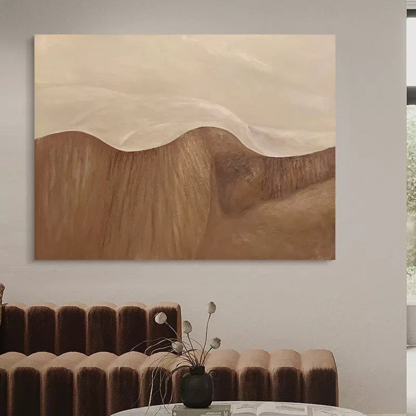 Serene Minimalist Landscape Oil Painting for Modern Home Decor