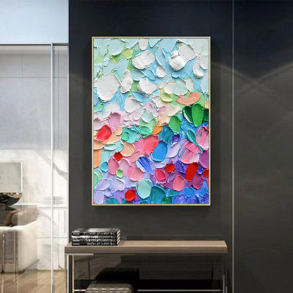 Vibrant Abstract Floral Oil Painting with Bold Textures and Rich Colors