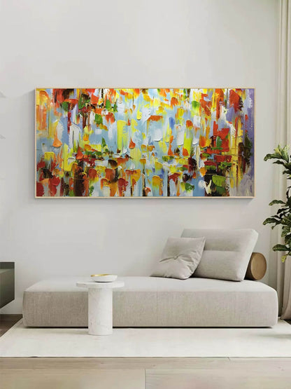 Vibrant Abstract Oil Painting with Rich Colors and Dynamic Textures for Modern Decor