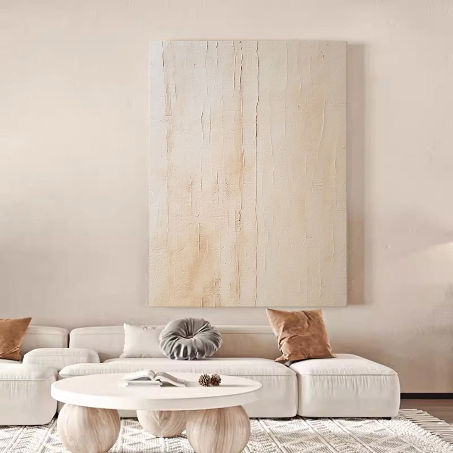 Elegant Textured Minimalist Oil Painting for Modern Home Decor