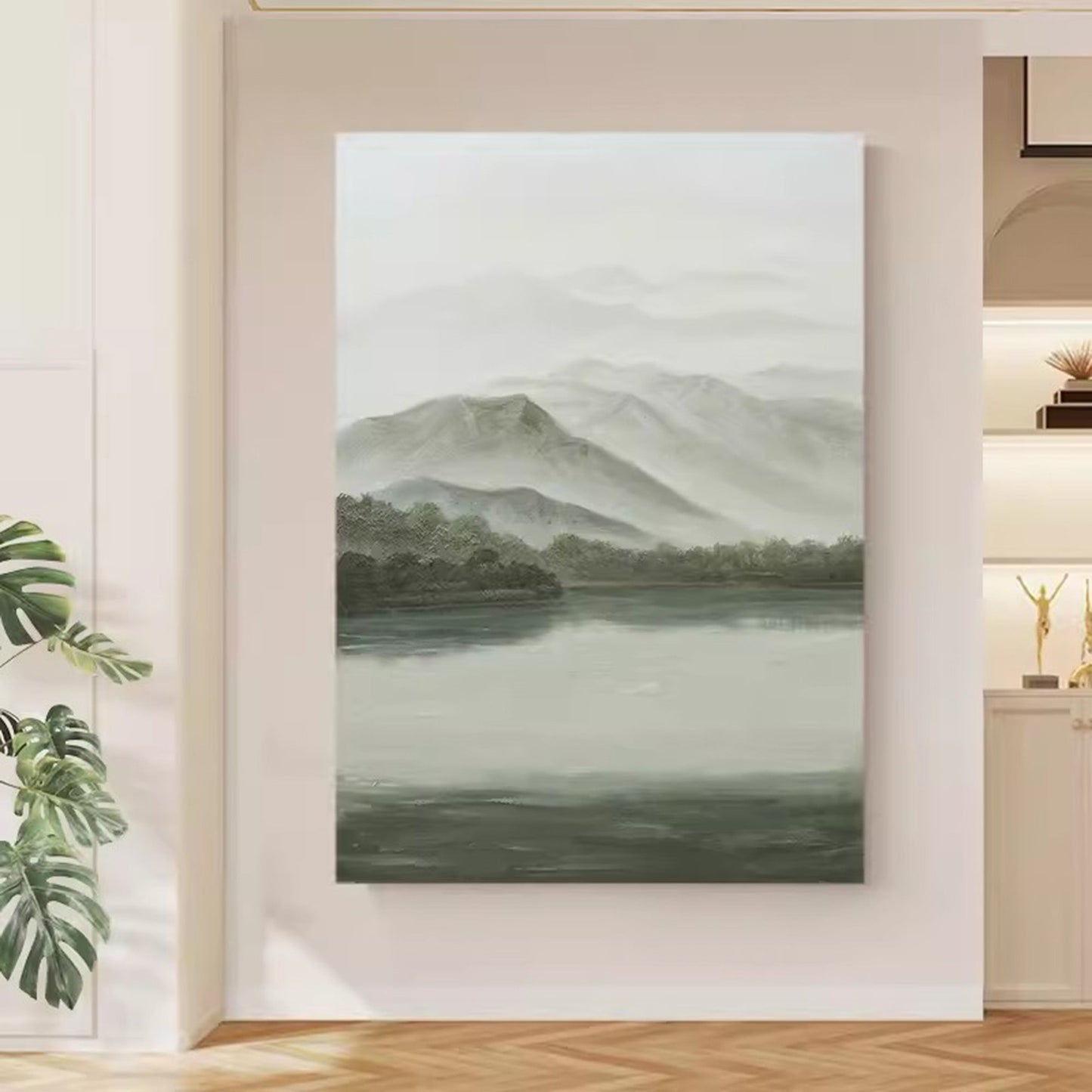 Serene Mountain Landscape Oil Painting for Tranquil Home Decor