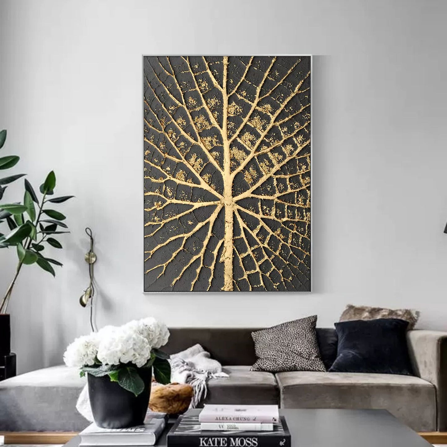 Textured Leaf Design Oil Painting - Abstract Art for Modern Home Decor