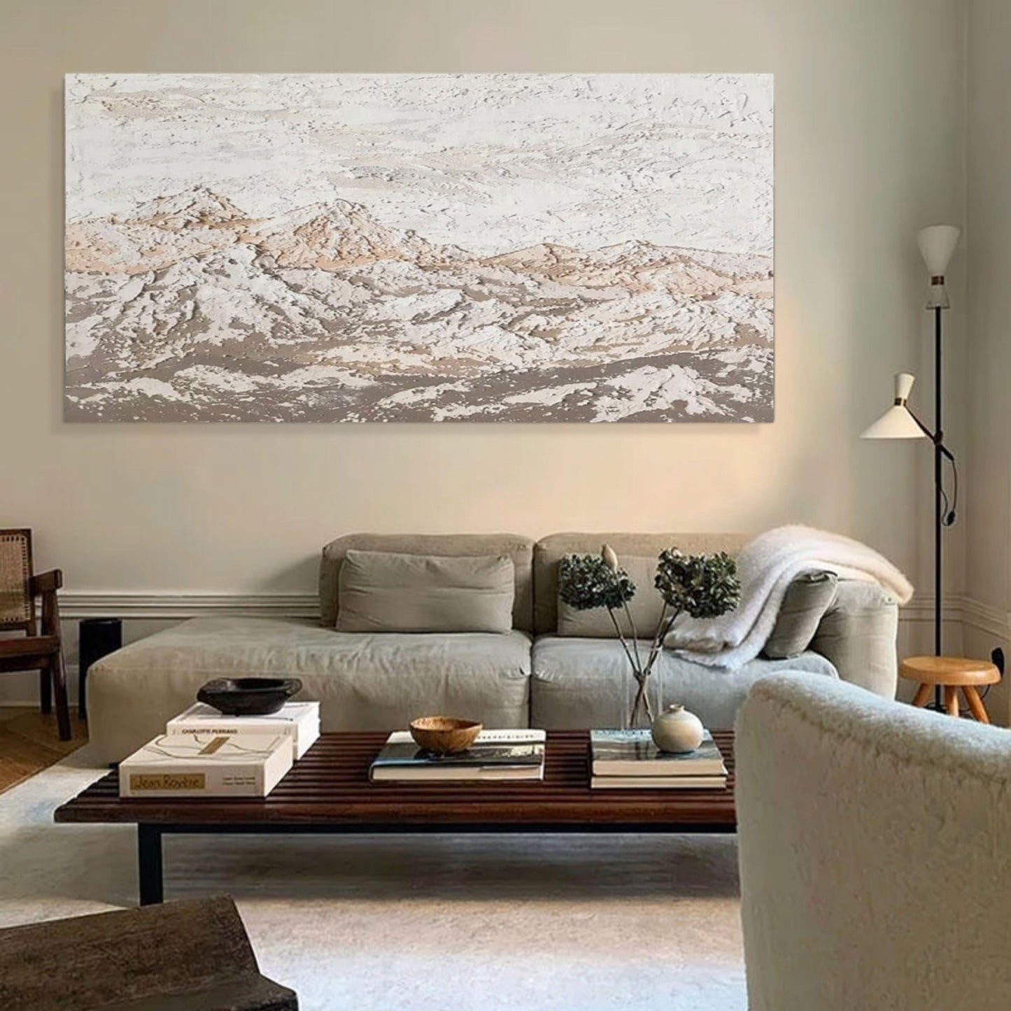 Textured Mountain Landscape Oil Painting for Modern Home Decor