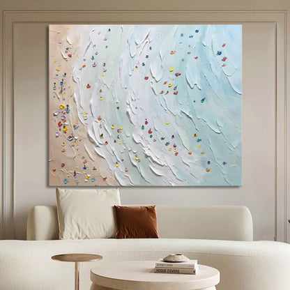 Ocean Waves with Colorful Palette Knife Texture Oil Painting