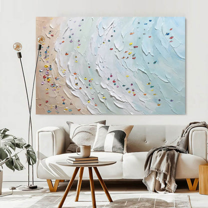 Ocean Waves with Colorful Palette Knife Texture Oil Painting