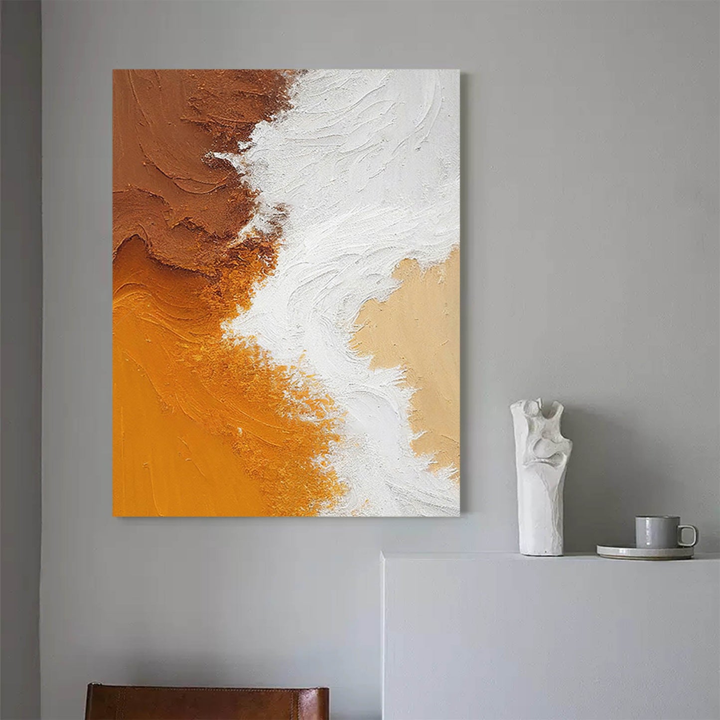 Warm Tones Abstract Oil Painting for Modern Home Decor and Art Lovers