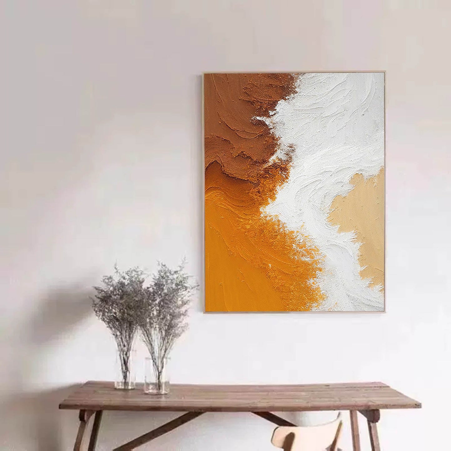 Warm Tones Abstract Oil Painting for Modern Home Decor and Art Lovers