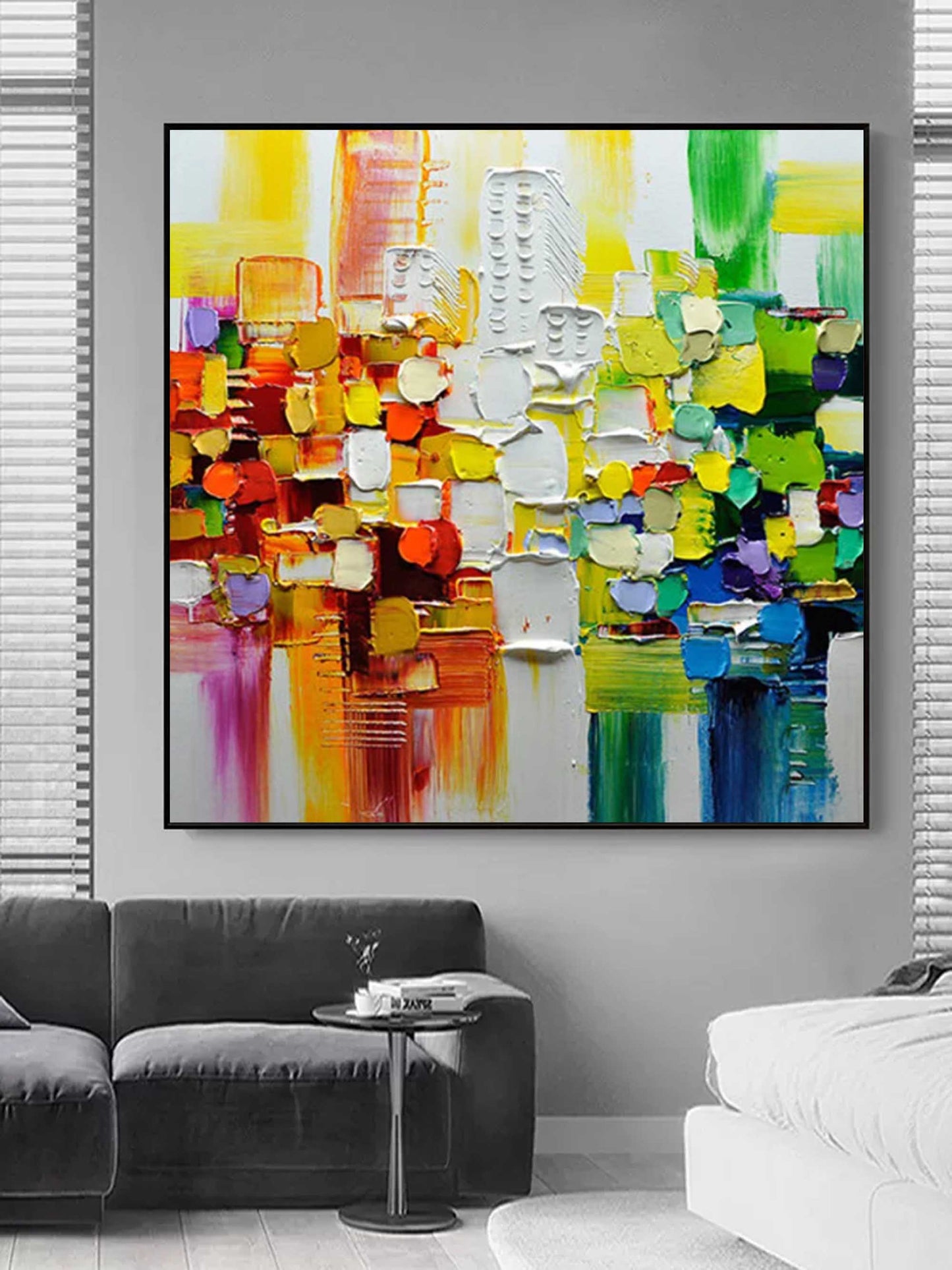 Vibrant Abstract Oil Painting with Bold Colors for Modern Art Decor