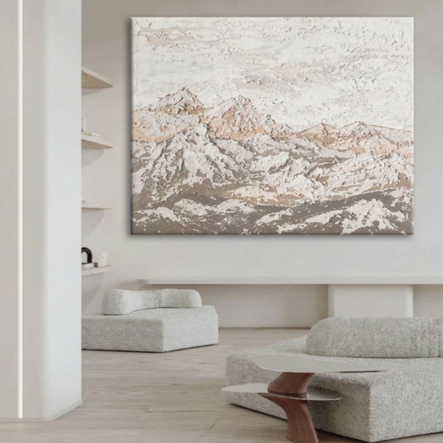 Serene Mountain Landscape Oil Painting for Modern Home Decor