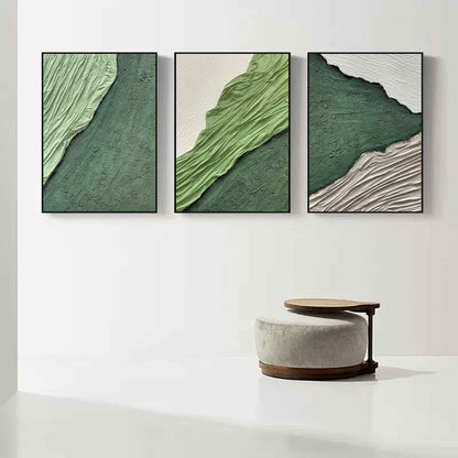 Trendy Green Abstract Oil Painting Set for Modern Home Decor