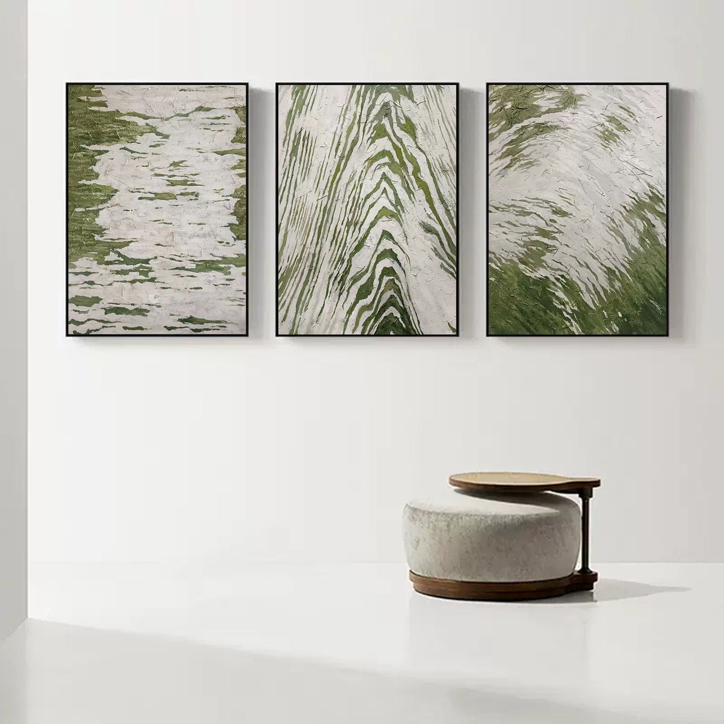 Trendy Green Abstract Oil Painting Set for Modern Home Decor