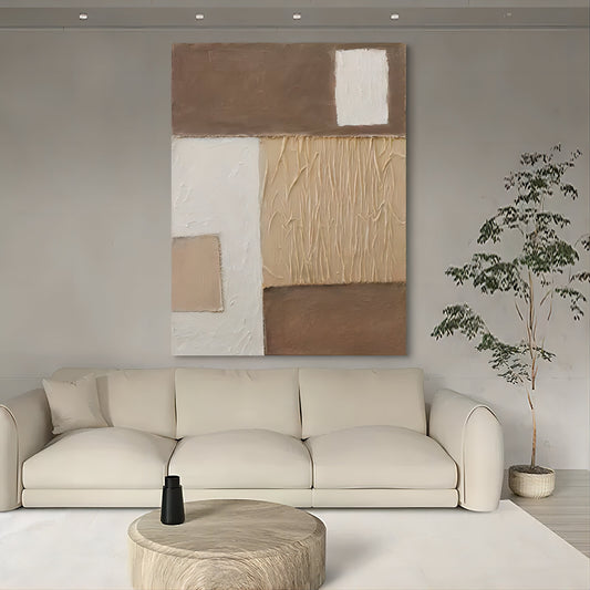 Modern Abstract Oil Painting in Earthy Tones for Contemporary Home Decor