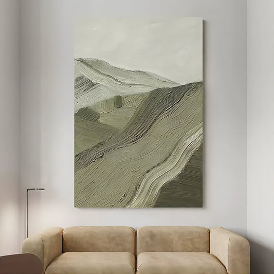 Serene Earth Tones Abstract Oil Painting for Modern Home Decor