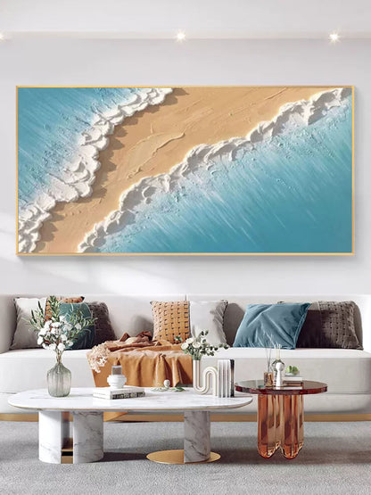 Textured Coastal Beach Oil Painting ‚Äì Modern Art for Home Decor