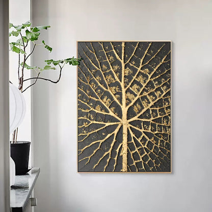 Textured Leaf Design Oil Painting - Abstract Art for Modern Home Decor