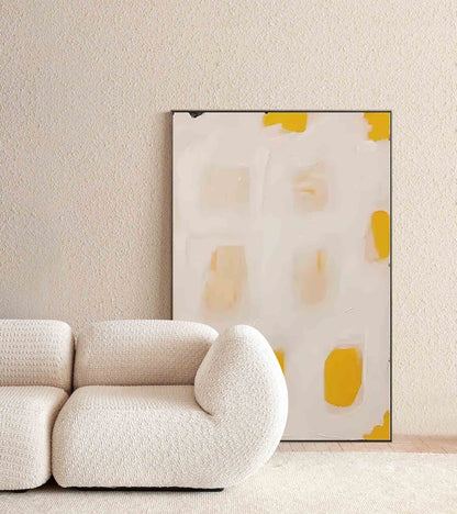 Contemporary Minimalist Oil Painting with Warm Yellow Accents