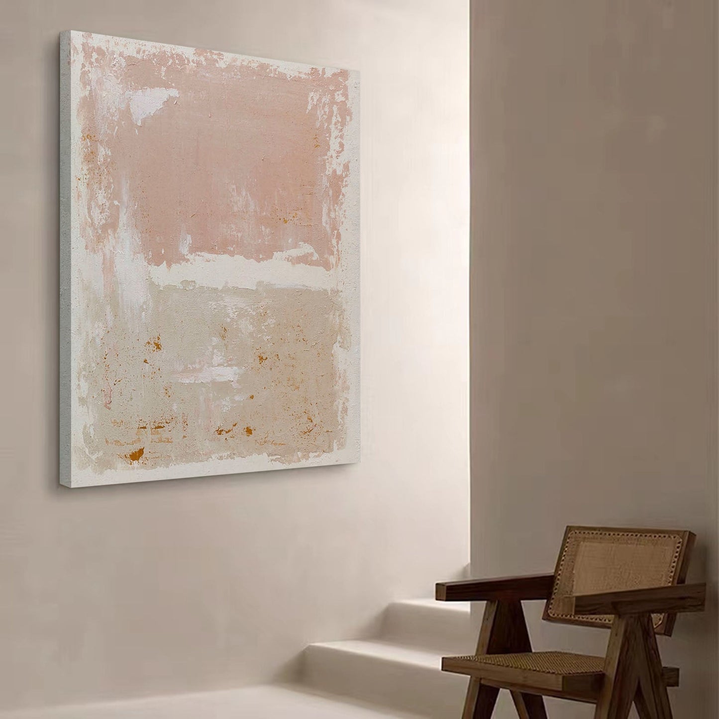 Serene Minimalist Abstract Oil Painting in Soft Pastels for Modern Home Decor