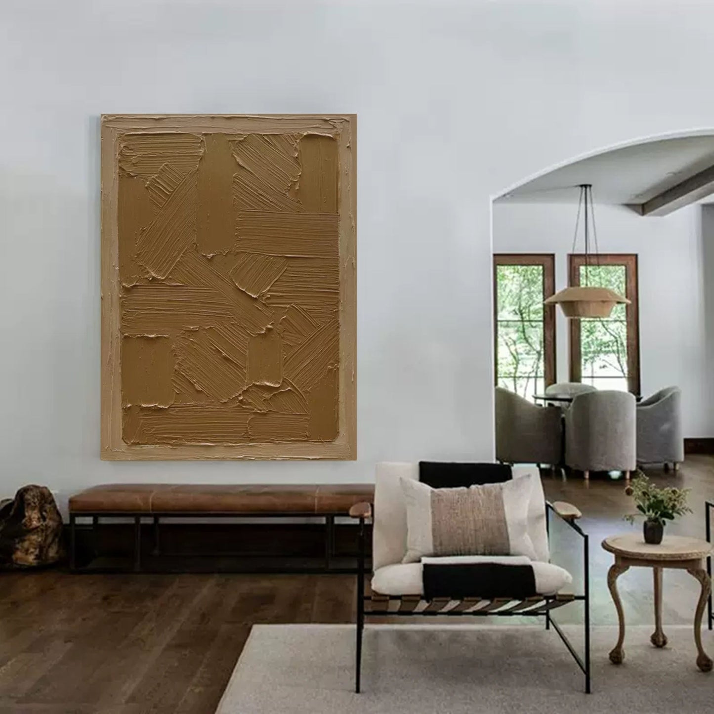 Contemporary Wabi-Sabi Oil Painting for Minimalist Home Decor