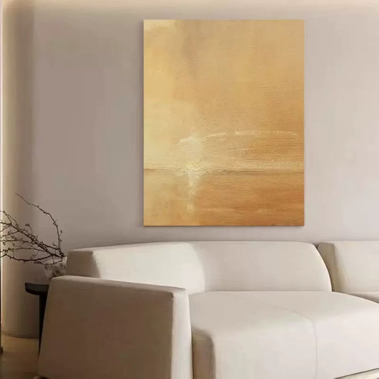 Serene Minimalist Landscape Oil Painting for Modern Home Decor