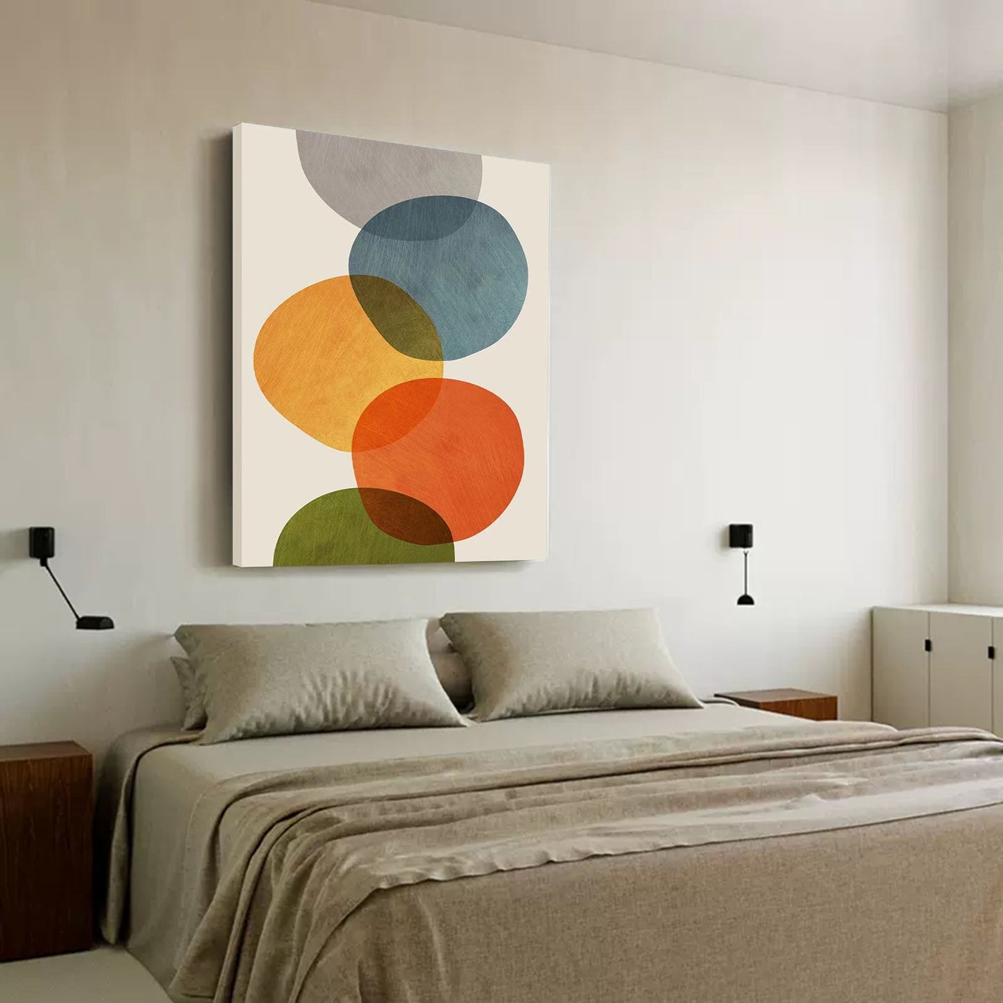 Abstract Colorful Circles Oil Painting for Modern Home Decor