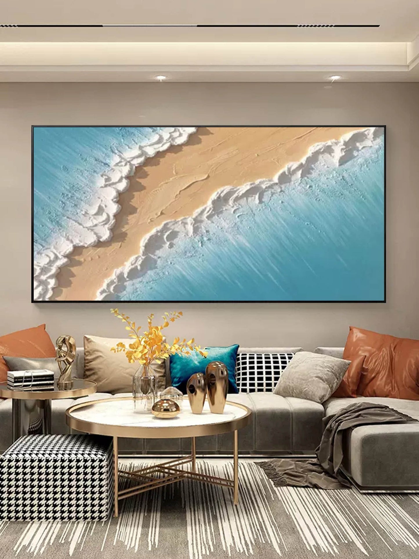 Textured Coastal Beach Oil Painting ‚Äì Modern Art for Home Decor