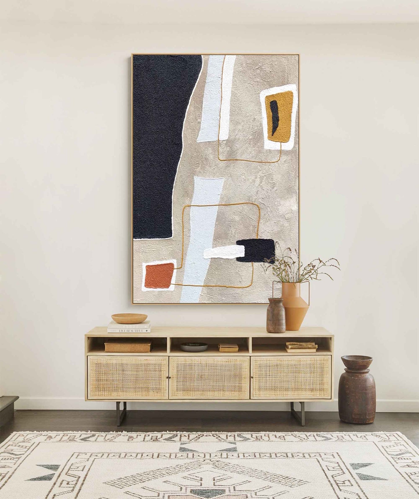 Contemporary Minimalist Abstract Oil Painting for Modern Home Decor