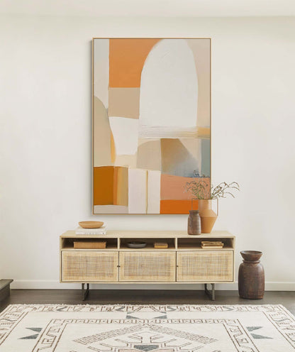 Abstract Geometric Oil Painting for Modern Home Decor and Art Lovers