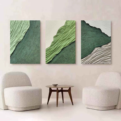 Trendy Green Abstract Oil Painting Set for Modern Home Decor