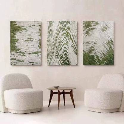 Trendy Green Abstract Oil Painting Set for Modern Home Decor