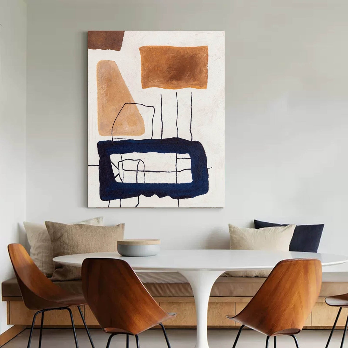 Abstract Minimalist Geometric Oil Painting for Modern Home Decor