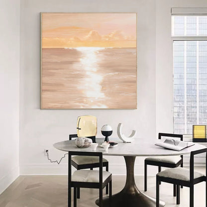 Serene Sunset Ocean View Oil Painting for Tranquil Home Decor