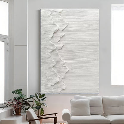 Textured White Plaster Oil Painting for Modern Home Decor