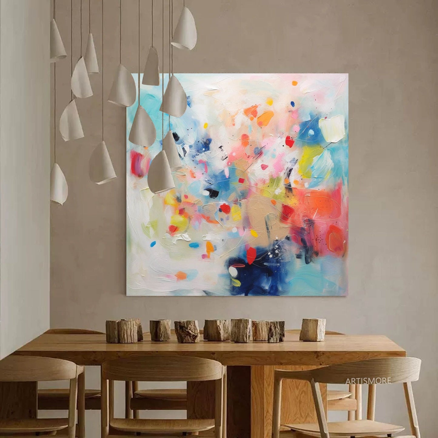 Vibrant Abstract Oil Painting for Colorful Home Decor and Modern Art Lovers