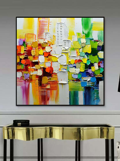 Vibrant Abstract Oil Painting with Bold Colors for Modern Art Decor