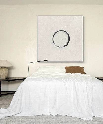 Contemporary Minimalist Circle Oil Painting for Modern Home Decor