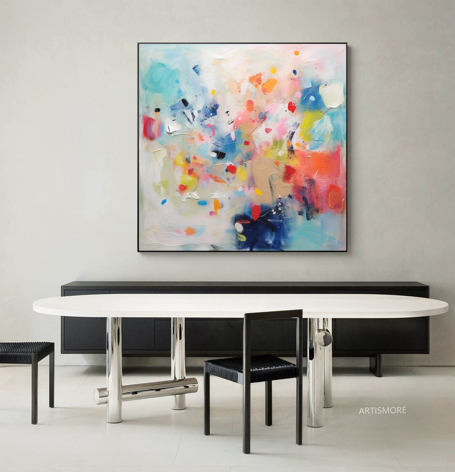 Vibrant Abstract Oil Painting for Colorful Home Decor and Modern Art Lovers