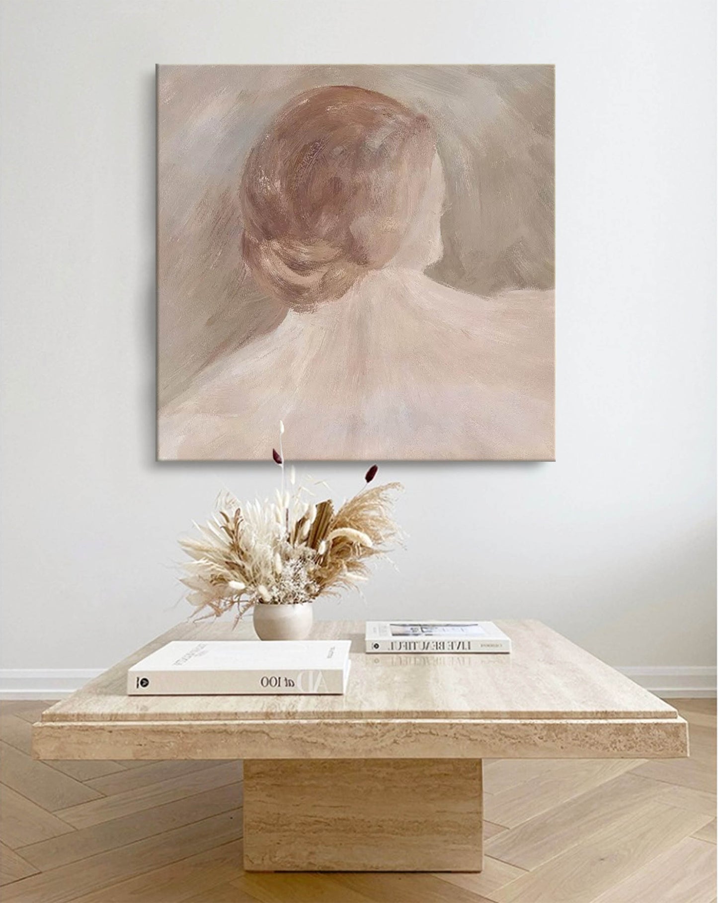 Elegant Minimalist Oil Painting of a Woman's Silhouette