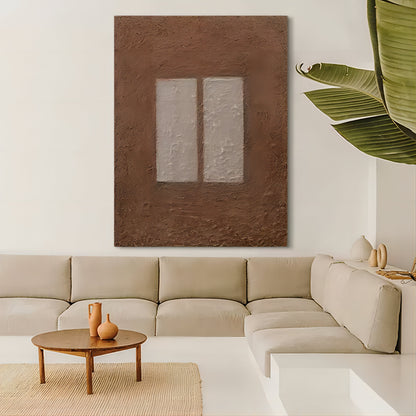 Abstract Oil Painting of Window Reflection in Earthy Tones for Modern Home Decor