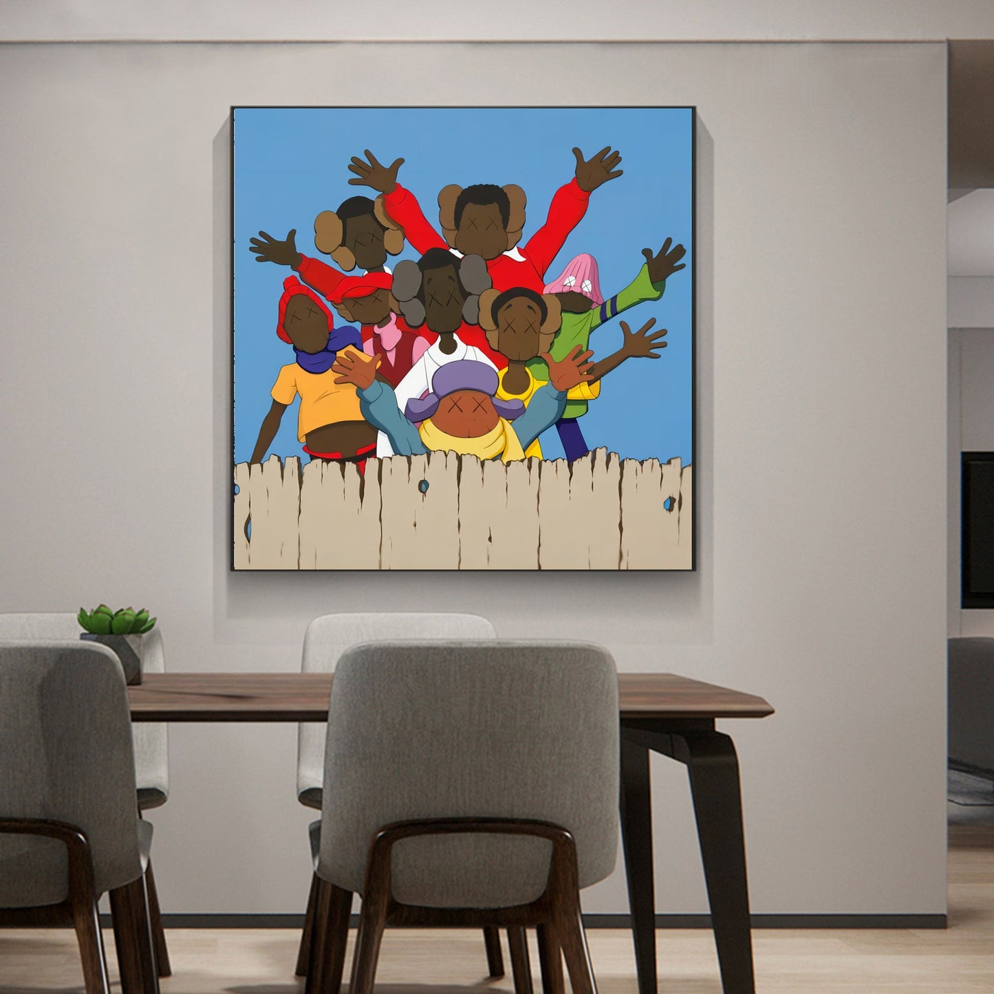 Vibrant Kaws-Inspired Pop Art Oil Painting for Modern Decor