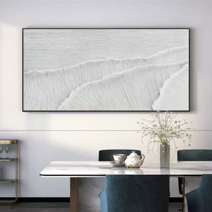 Textured White Landscape Oil Painting for Modern Home Decor