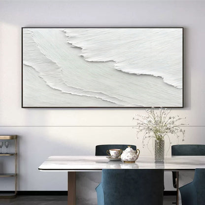 Modern White Textured Oil Painting for Minimalist Home Decor