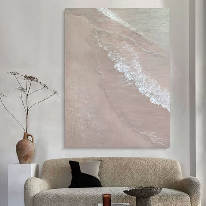 Serene Beach Wave Oil Painting for Tranquil Home Decor and Art Lovers