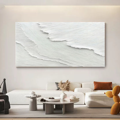 Modern White Textured Oil Painting for Minimalist Home Decor