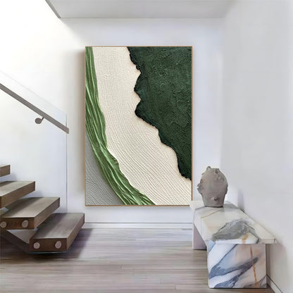 Abstract Green Texture Oil Painting for Modern Home Decor