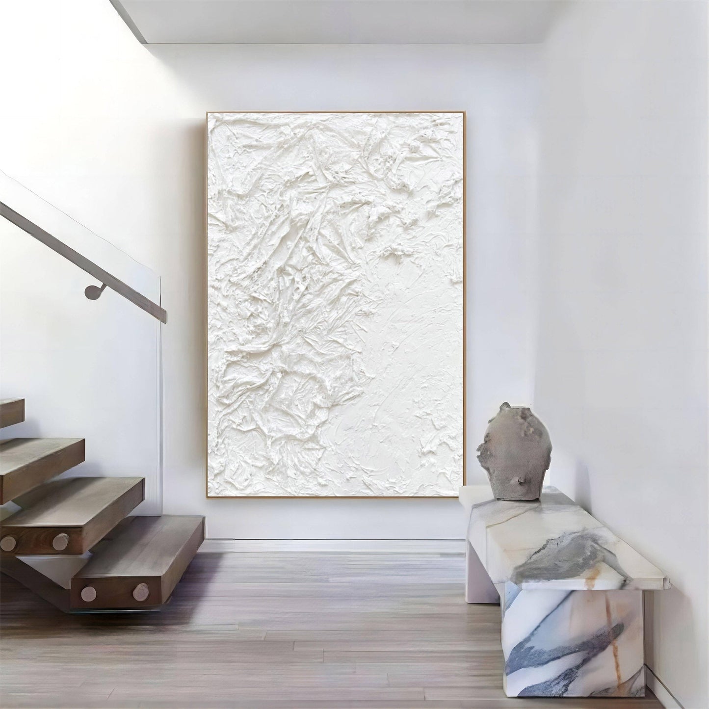 Textured White Abstract Oil Painting for Modern Art Enthusiasts