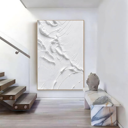 Textured White Oil Painting for Modern Home Decor and Elegant Wall Art