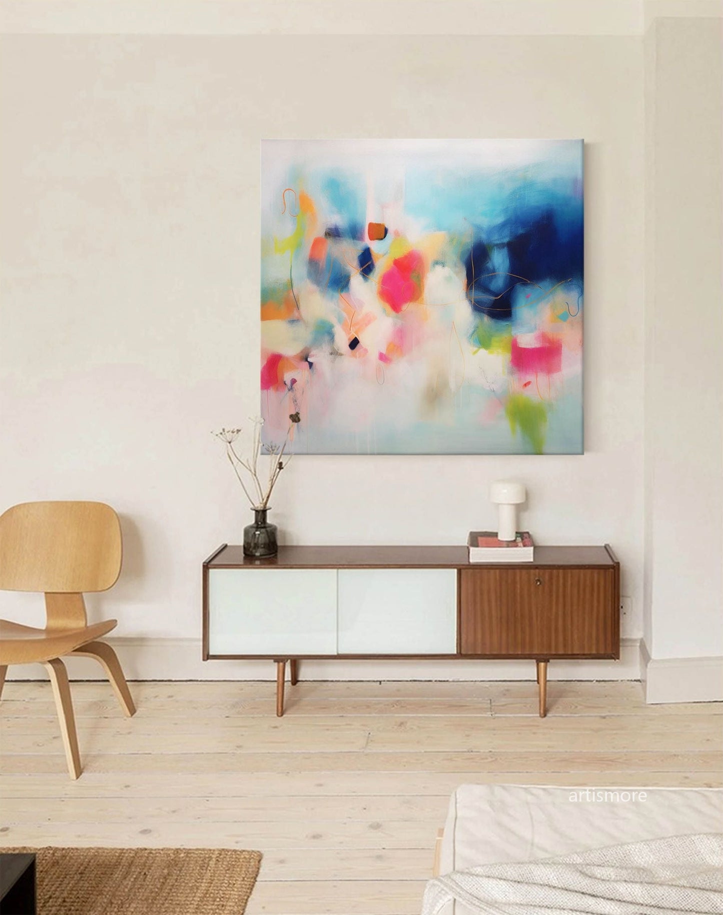 Vibrant Abstract Oil Painting for Modern Home Decor and Art Lovers