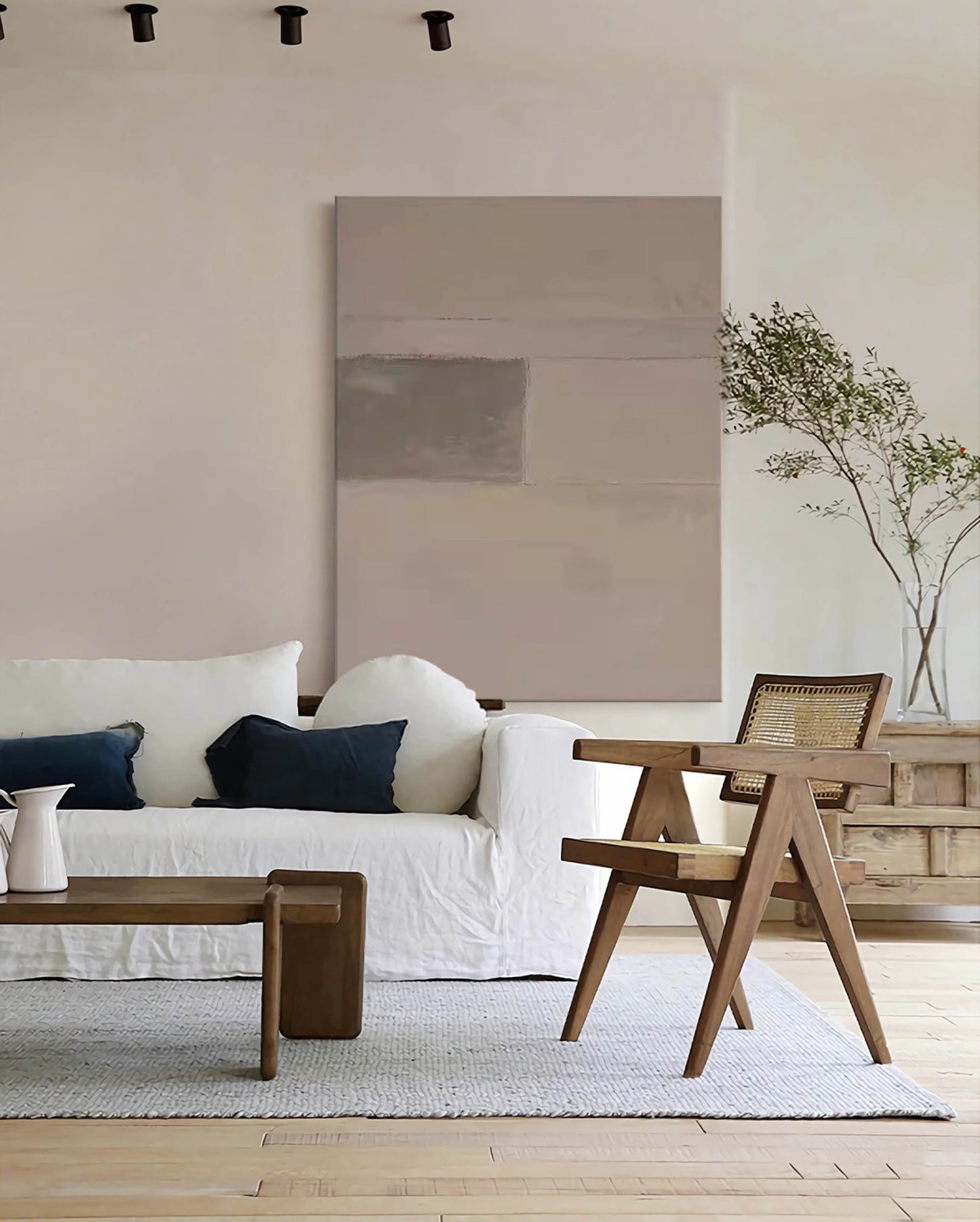 Sleek Minimalist Geometric Oil Painting for Modern Home Decor