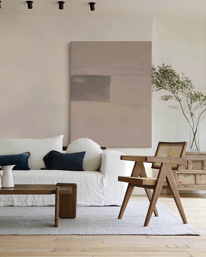 Sleek Minimalist Geometric Oil Painting for Modern Home Decor